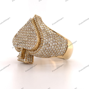 New Latest Ace Spades Hip Hop <b>Iced</b> Moissanite GRA Certified Brilliant Cut Sterling Silver Gold Plated Customized <b>Rings</b> Wholesale - Product Image 2