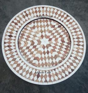 Plateau de service en incrustation d'os au design unique Plateau de service de petit-déjeuner de style marocain pour la maison Hôtel Décoration de table Plateau de service en incrustation d'os - Product Image 5