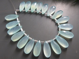 Calcédoine bleu Aqua à facettes larme pierre lâche perle faite à la main pour la fabrication de bijoux pierres précieuses 20X10MM - Product Image 4