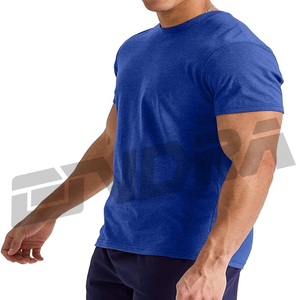 T-shirts vierges pour hommes, couleur bleue unie, style simple, en coton doux, parfaits pour l'impression de vêtements décontractés, à usage quotidien, au look moderne. - Product Image 3