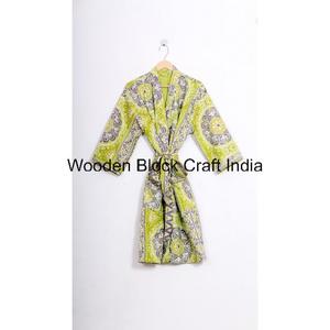 Vente en gros de robes longues kimono en coton biologique vintage pour femmes, écologiques, matelassées, faites à la main, festival indien, printemps automne - Product Image 6
