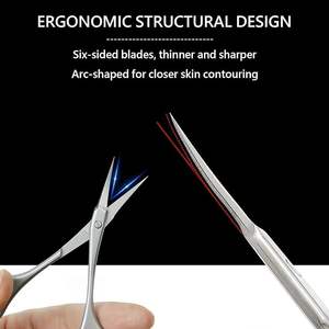 Stainless Steel Sharp StruckStraight Curved Fancy <b>Eyebrow</b> Cuticle Makeup Nail Manicure Scissors for Nail Art - Product Image 6
