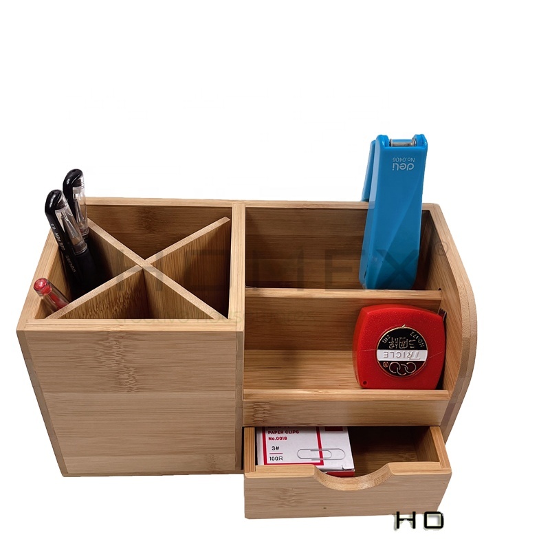Бамбуковый Настольный органайзер с ручкой, офисные принадлежности, настольные органайзеры и аксессуары, все в одном