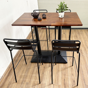 CBCF199 Industrial Design 1.2m <b>Bar</b> <b>Table</b> and 4 Iron Chairs with Backrests <b>Bar</b> Set - Product Image 3