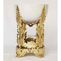 Quemador redondo de Metal con recubrimiento en polvo blanco y estilo moderno y acabado dorado, soporte y soporte de diseñador elegante, quemador de incienso Bakhoor