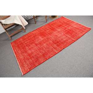 Tapis moderne vintage de grande surface de 3.9x6.7 pieds, rouge, style turc, laine et latex, pour adolescents, design de couloir rectangulaire - Product Image 2