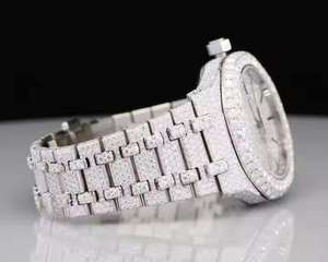 นาฬิกาเพชรโมอิสซาไนต์สุดหรูระดับไฮเอนด์ หน้าปัดประดับเพชรระยิบระยับ สายสแตนเลสสตีลทนทาน สไตล์ฮิปฮอป หน้าปัดแบบอนาล็อก - Product Image 3