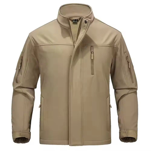 Customized Canvas Softshell Men's Hooded Winter Jacket Waterproof Windbreaker with Front Logo-Wholesale - Product Image 2