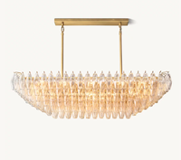 Lustre à hauteur réglable en laiton suspendu créatif pour villa en verre salon salle à manger lampes suspendues rétro