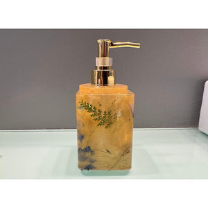 Dispensador de Jabón de Lujo con Diseño Floral para Baño y Cocina, Material Principal de Resina, Latón y Mármol, Tipo de Bomba Líquida de Espuma para Hoteles - Product Image 3