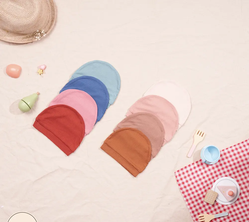 Newborn Baby Accessories Outdoor Plain Pattern Japan and Korean Style Air-cool Knitwear fabric Baby Round Hat