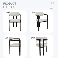Ensemble de 2 chaises de salle à manger Boucle, chaises de cuisine texturées douces avec structure en métal noir de style Mid-Century pour salle à manger, bureau à domicile