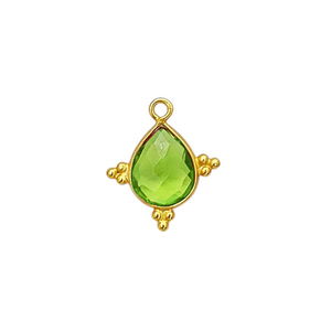 Charmes en quartz péridot fantaisie, sertis de pierres en forme de poire, en argent sterling plaqué or, faits à la main, pendentifs fantaisie sertis de pierres, connecteurs pour la fabrication de bijoux - Product Image 1