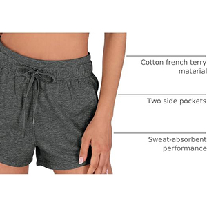 Shorts de Felpa para Mujer, Algodón Suave, Casuales, con Cordón, Cintura Alta, Cómodos para el Verano - Product Image 4