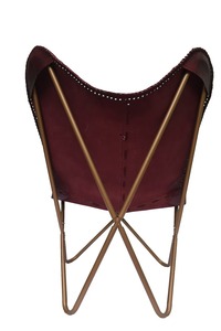 Silla de mariposa de cuero marrón antiguo, diseño de ocio plegable de hierro para sala de estar, comedor, dormitorio, uso al aire libre, oficina en casa - Product Image 2