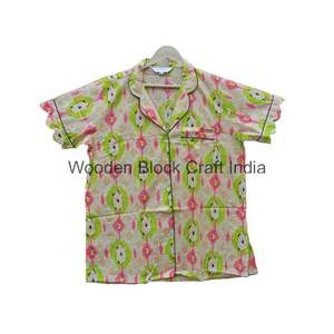 Trending Indian Handmade Cotton Kangura <b>Pajama</b> Set Hand Block Printed Vintage Short Night Wear <b>for</b> <b>Women</b> <b>for</b> Autumn - Product Image 2