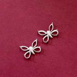 925 Sterling Silver 3x6mm Marquise 6x4mm Pear Blank Cup <b>Butterfly</b> Design Semi-Mount Pendant With CZ Setting For Gemstone Work - Product Image 6