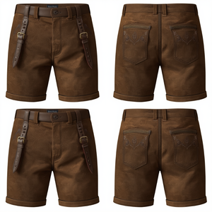 Pantalones Cortos Bávaros de Gamuza Genuina para Hombre, Personalizados, Tradicionales para Oktoberfest, con Bordado, Fabricante OEM, Venta al Por Mayor - Product Image 3