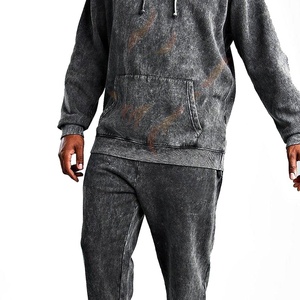 Unisex Cotton Hoodie <b>Jogger</b> Tracksuit <b>Set</b> Acid Wash Casual Wear Cotton Tracksuit for Men Custom Logo Hoodie and <b>Jogger</b> <b>Matching</b> - Product Image 4