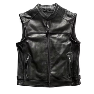 New Arrival Men's Lightweight Leather <b>Vest</b> High Quality Breathable Fabric Top Type Winter Logo Low MOQ Leather <b>Vest</b> Plus Size - Product Image 1