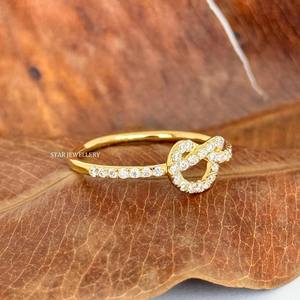 14K Solid Gold Minimalist <b>Tie</b> knot Promise Ring. - Product Image 1
