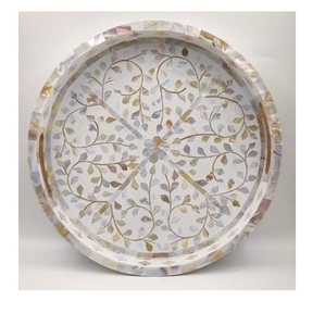 Plateaux de service en bois avec incrustations de os pour restaurant, café, hôtel, service de plats, fruits, café ou chocolat, plateau de service pour desserts - Product Image 6