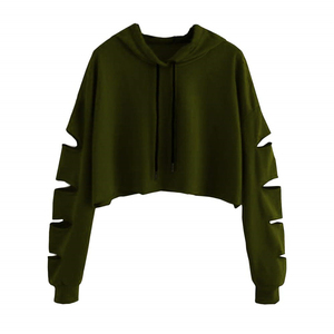เสื้อครอปมีฮู้ดผู้หญิงเสื้อครอปแบบมีฮู้ดคอปกเสื้อแฟชั่น - Product Image 1