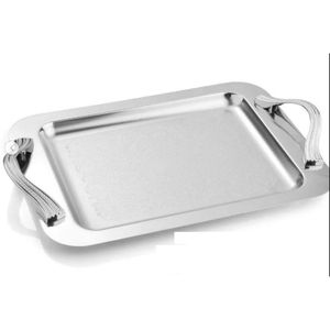 Bandeja de acero inoxidable de primera calidad con asa, diseño atractivo, mesa, comida, aperitivos, bandeja para servir, bandeja de mesa de café a la venta - Product Image 4