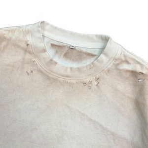 100% Cotton T-shirt with <b>Spray</b> Effect-Front Logo Drop Shoulder Boxy Fit Street <b>Style</b> Breathable Quick Dry T-shirt Distressed - Product Image 5