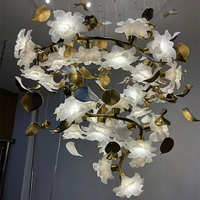 Lustre moderne à fleurs, design créatif, luminaire de luxe pour projet de villa, LED, verre, lustre de plafond personnalisé