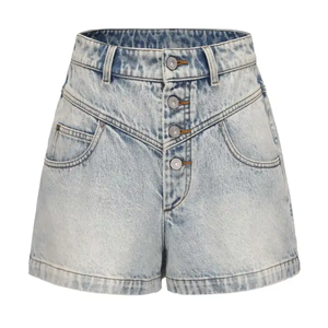 Pantalones cortos de pierna ancha suave de cintura alta para mujer, informales, relajados con bolsillos, algodón transpirable, técnica básica cómoda lavada - Product Image 1