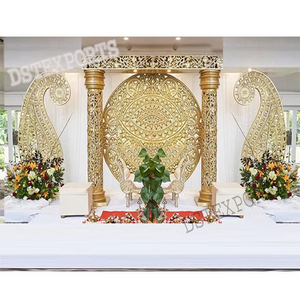 Decoración de Escenario Dorado Tradicional para Recepción de Bodas Indias con Diseño Maharani, Escenario Portátil Moderno Jaimala Nikah para Eventos en EE. UU. - Product Image 1