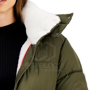 Chaqueta acolchada de mujer alta personalizada impresa algodón piel de oveja cuero manga larga transpirable tejido invierno venta al por mayor nuevo - Product Image 4
