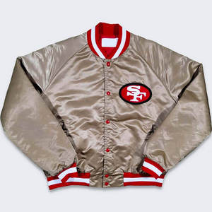 Veste bomber vintage en satin style Fortyniners, doublée matelassée, boutons-pression, pour homme, streetwear, vêtements d'hiver - Product Image 1