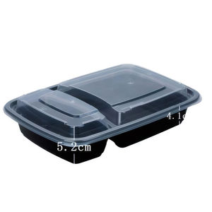 Boîte à lunch rectangulaire en PP à 2 compartiments de 32 oz, récipient alimentaire portable 2-en-1 - Product Image 1