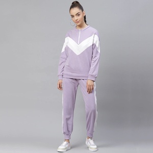 2025 Women's Loose Fit Two-Piece Sports <b>Sweatshirt</b> Set Solid Colour sweat suit Fleece for Autumn Winter Half <b>Zip</b>-up Sports wear - Product Image 1