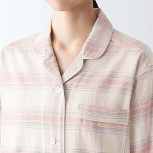 Pyjama en viscose deux pièces à manches longues, taille plus, doux, imprimé à blocs, vêtements de nuit français pour femmes - Product Image 5