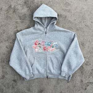 Sudadera con Capucha Personalizada para Hombre, Estilo Urbano Holgado, Sudadera con Capucha de Forro Polar, Sudadera con Capucha de Hip Hop con Cremallera Completa y Logotipo P, Chaqueta 2025 - Product Image 1