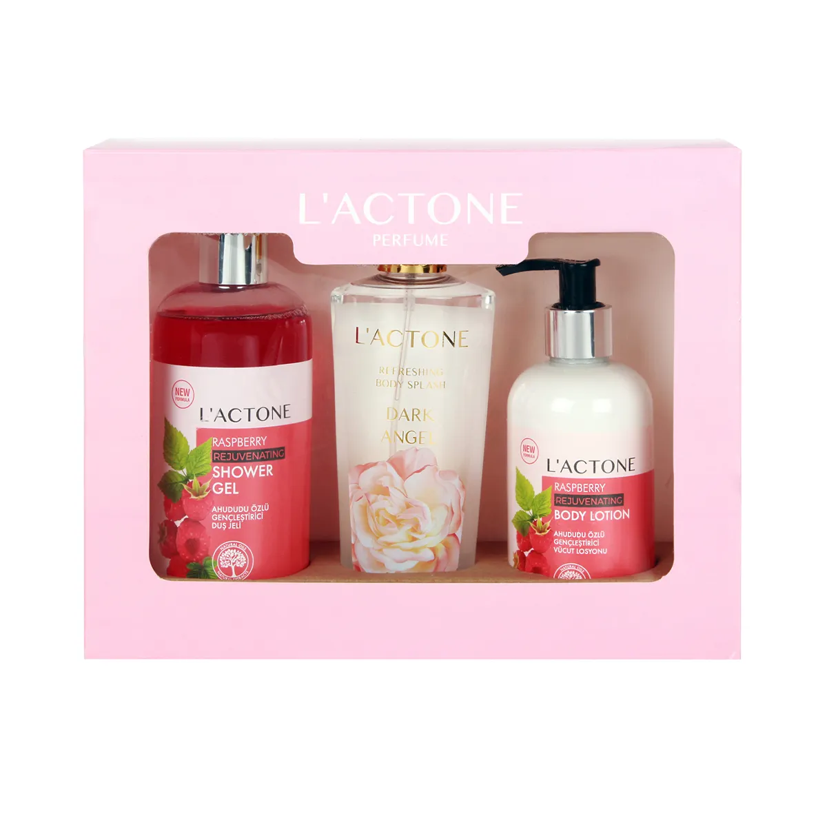 Ensemble de cadeau séchées à la Raspberry, Lotion corporelle, Gel douche, fabriquée en turquie, étiquette privée, disponible en vente en gros, pièces