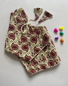 เสื้อเบลาส์คอวีทันสมัยวัสดุ100% ผ้าคอตตอนแท้ ajrak เสื้อลายมีตะขอเป็นฟองไม่มีเบาะ - Product Image 1