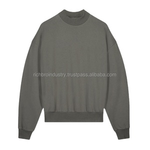 Sweats à capuche et sweat-shirts pour hommes avec impression de logo personnalisé sweat-shirt pour hommes Boxy Fitting Mock Neck Cotton Crewneck Shirt Streetwear - Product Image 6