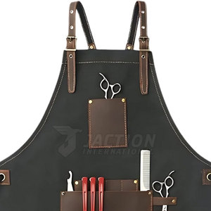 Tablier de barbier Offre Spéciale Vente en gros Tablier de barbier à rayures imperméables en coton et polyester avec logo personnalisé - Product Image 5
