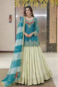 New Designer Party Fandy Silk Embroidery Siqunce <b>Top</b> <b>Lehenga</b> & Dupatta Set For Ready To Wear - Product Image 4