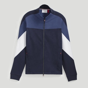 Survêtement d'entraînement pour hommes en coton polyester vierge gaufré personnalisé avec 2 fermetures à glissière et blocs de couleurs - Product Image 2