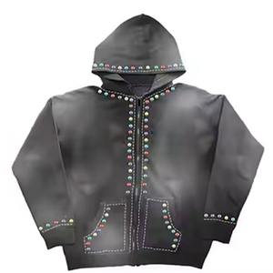 Men's Fashion <b>Oversized</b> Winter <b>Hoodie</b> Top Hip Hop Street wear with Embroidered Logo French <b>Fleece</b> - Product Image 3