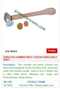 Jewellers Hammer With 3 Interchangeable Jaws GS 990A for Jewelry Tools-Jewellery Tools - Product Image 2