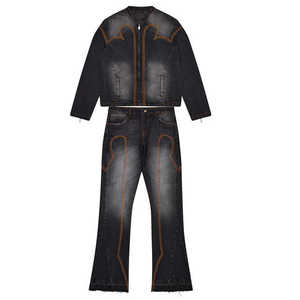 Conjunto Casual de Mezclilla Desgastada Vintage para Hombre, Dos Piezas, Colección Denim Dreams para Hombre - Product Image 1