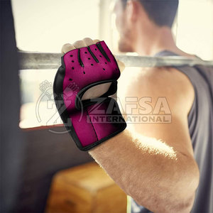 Gants en cuir respirants à demi-doigt pour musculation haltérophilie cyclisme soutien d'entraînement de gymnastique - Product Image 2
