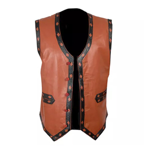 Top Trending Products Moda Nuevo modelo Chaleco de cuero de color personalizado Diseño personalizado Logotipo Chaleco bordado de cuero - Product Image 3