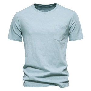 100% algodón hombres camiseta Casual suave Fitness verano Camisetas hombres cuello redondo manga corta Camiseta sólida para hombres - Product Image 6